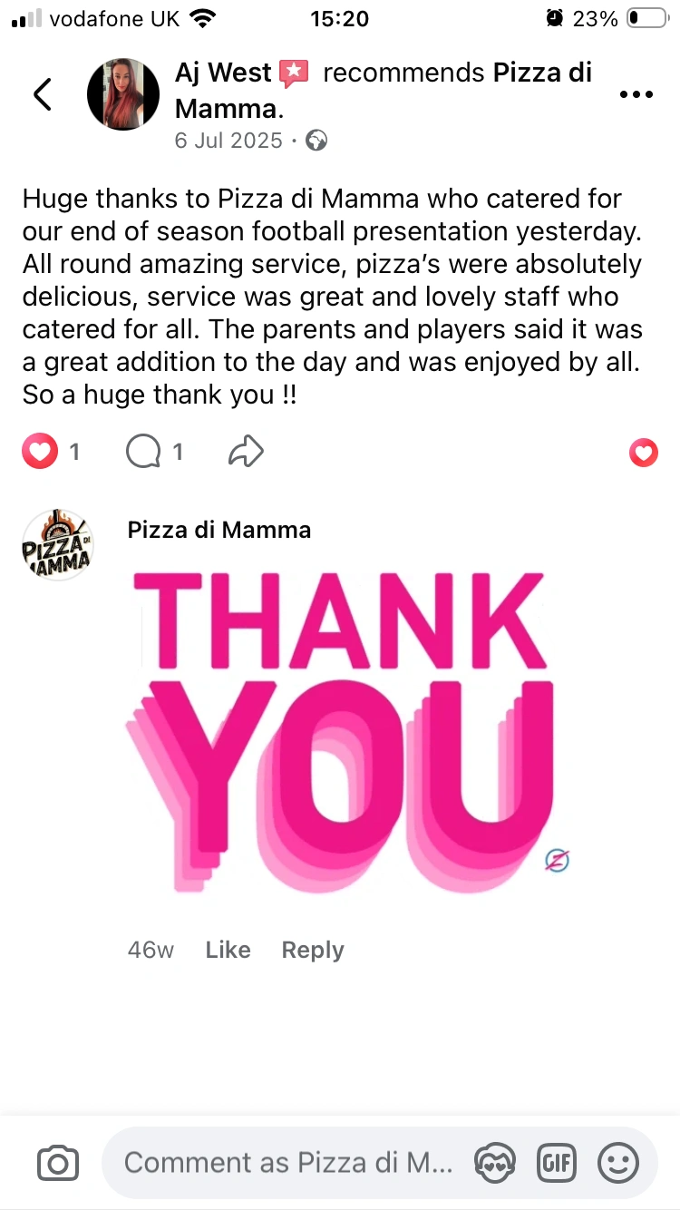 5-star Facebook review from Aj West