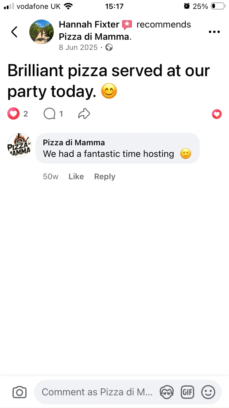 5-star Facebook review from Hannah Fixter